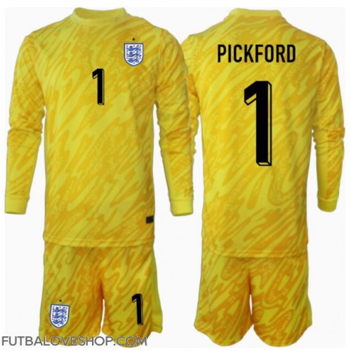 Dres Anglicko Jordan Pickford #1 Brankarsky Preč pre deti ME 2024 Dlhy Rukáv (+ trenírky)